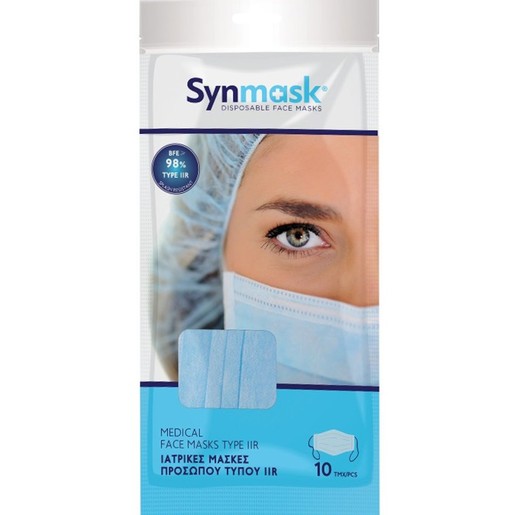 Synmask Medical 3ply Type IIR Mask 10 Τεμάχια