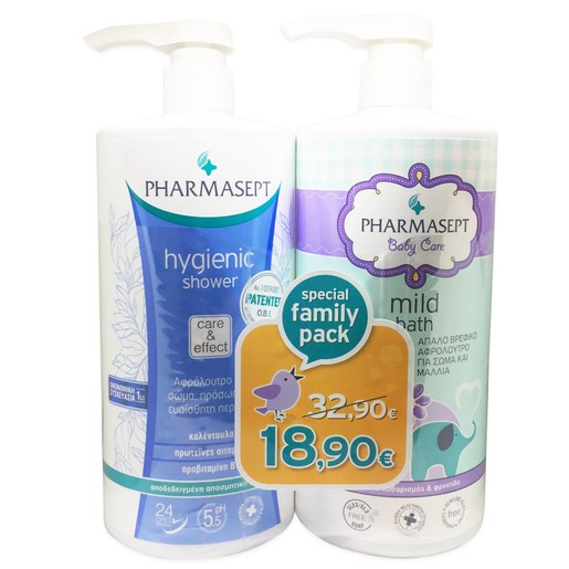 Pharmasept Πακέτο Προσφοράς Hygienic Shower 1Lt & Baby Care Mild Bath 1Lt σε Ειδική Τιμή Pharmasept Πακέτο Προσφοράς Hygienic Shower 1Lt & Baby Care Mild Bath 1Lt σε Ειδική Τιμή