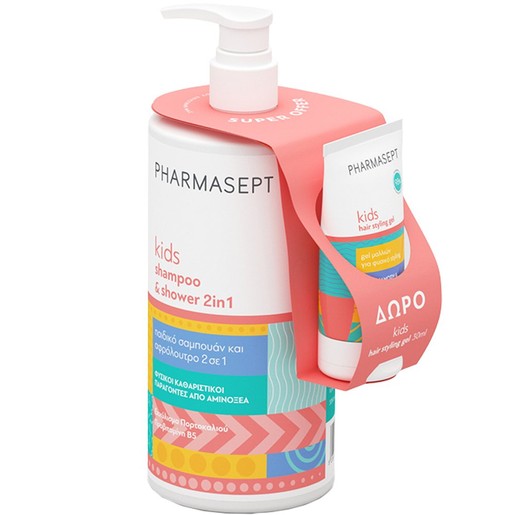 Pharmasept Promo Kids 2in1 Shampoo & Shower 1Lt & Δώρο Kids Hair Styling Gel 30ml