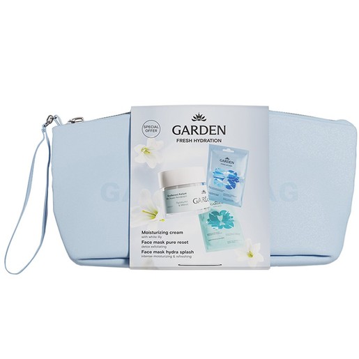 Garden Promo Moisturizing with White Lily Face Gel Cream 50ml & Hydra Splash Intense Moisturizing & Refreshing Face Mask 2x8ml & Pure Reset Detox Exfoliating Face Mask 2x8ml & Δώρο Νεσεσέρ 1 Τεμάχιο