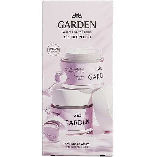Garden Promo Anti-Wrinkle Cream with Hyaluronic Acid for Face & Eyes 100ml (2x50ml)