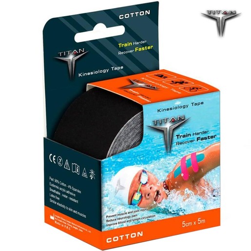 John\'s Titan Cotton Kinesiology Tape 5cmx5m Κωδ 26171 1 Τεμάχιο - Μαύρο