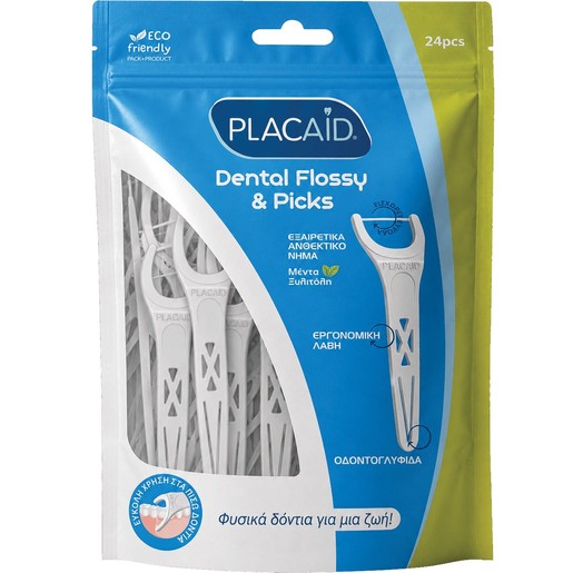 Plac Aid Dental Flossy & Picks 24 Τεμάχια