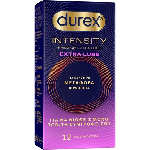 Durex Intensity Extra Lube Premium Latex Free Condoms 12 Τεμάχια