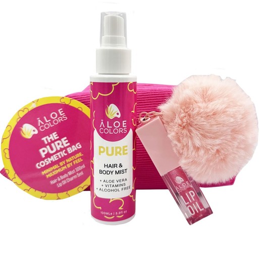 Aloe Colors Promo The Pure Bag Hair & Body Mist 100ml & Lip Oil Charm 5ml & Δώρο Νεσεσέρ 1 Τεμάχιο