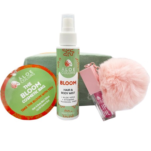 Aloe Colors Promo The Bloom Cosmetic Bag Hair & Body Mist 100ml & Lip Oil Charm 5ml & Δώρο Νεσεσέρ 1 Τεμάχιο