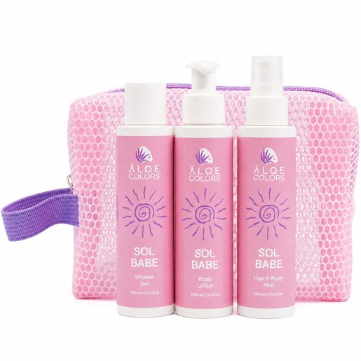 Aloe Colors Promo Sol Babe Shower Gel 100ml & Body Lotion 100ml & Hair & Body Mist & Νεσεσέρ 1 Τεμάχιο Δώρο