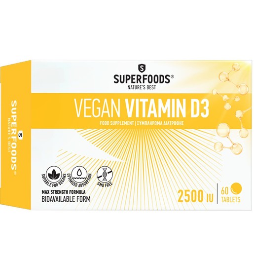 Superfoods Vegan Vitamin D3 2500 IU 60tabs