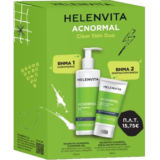 Helenvita Promo ACNormal Cleansing Gel 200ml & Rebalancing Emulsion 60ml