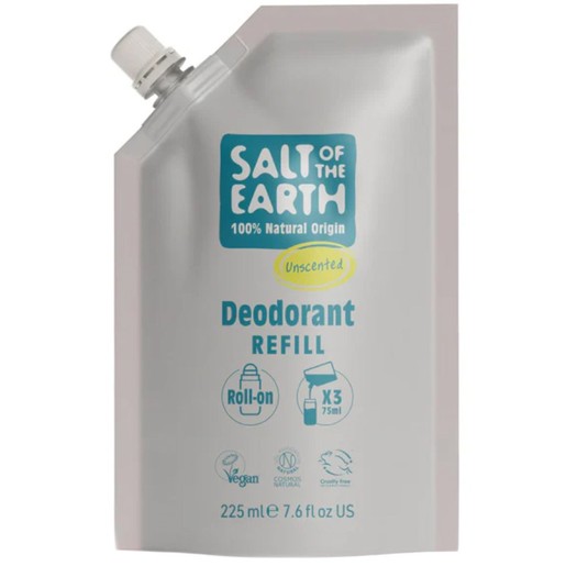 Salt Of The Earth Natural Unscented Pouch Roll-On Deodorant 225ml - Refill