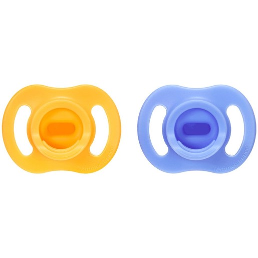 Tommee Tippee Ultrta Light Stay Put Orthodontic Silicone Soother 6-18m, 2 Τεμάχια - Μπλέ / Πορτοκαλί