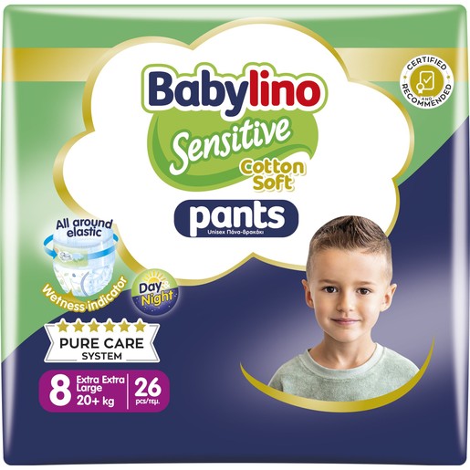 Babylino Sensitive Pants Cotton Soft Unisex No8 Extra Extra Large (20+kg) 26 Τεμάχια