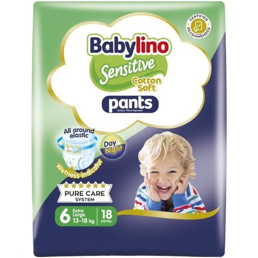 Babylino Sensitive Pants Cotton Soft Unisex No6 Extra Large (13-18kg) 18 Τεμάχια