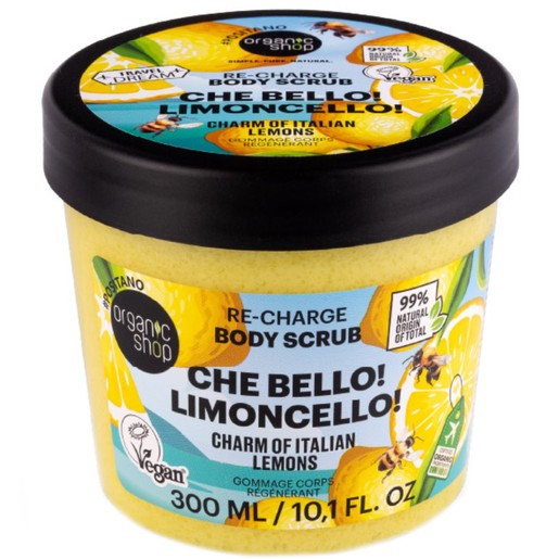 Organic Shop Re-Charge Che Bello! & Limoncello! Charm Of Italian Lemons Body Scrub 300ml