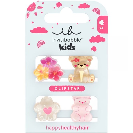 Invisibobble Clipstar Kids Bearly Bloomed 4 Τεμάχια