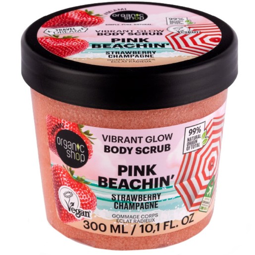 Organic Shop Vibrant Glow Pink Beachin\' Fizzy Strawberry Body Scrub 300ml