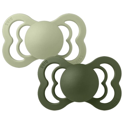 Bibs Supreme Silicone Soother 0m+ 2 Τεμάχια - Sage / Hunter Green