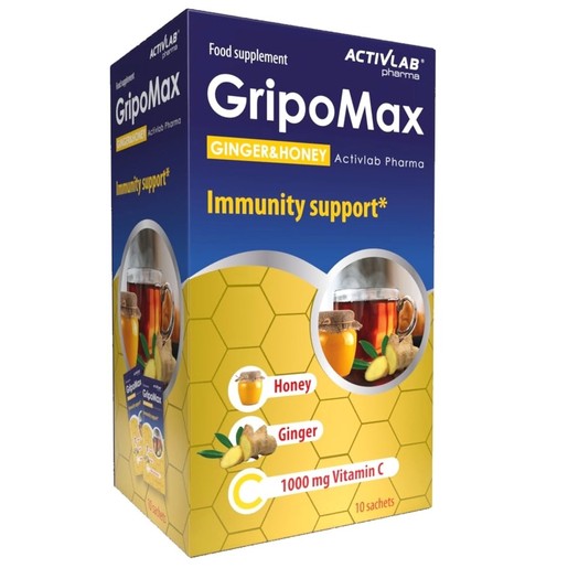 ActivLab GripoMax IMBIR Honey, Ginger, Vitamine C 1000mg 10 Sachets