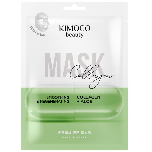 Kimoco Beauty Smoothing & Regenerating Collagen & Aloe Face Sheet Mask 23ml Kimoco Beauty Smoothing & Regenerating Collagen & Aloe Face Sheet Mask 23ml