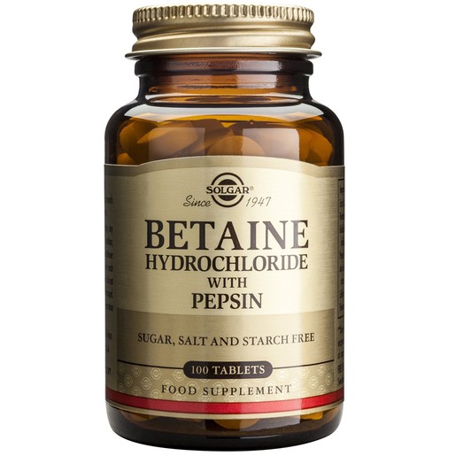 Solgar Betaine Hydrochloride With Pepsin 100 tabs Solgar Betaine Hydrochloride With Pepsin 100 tabs