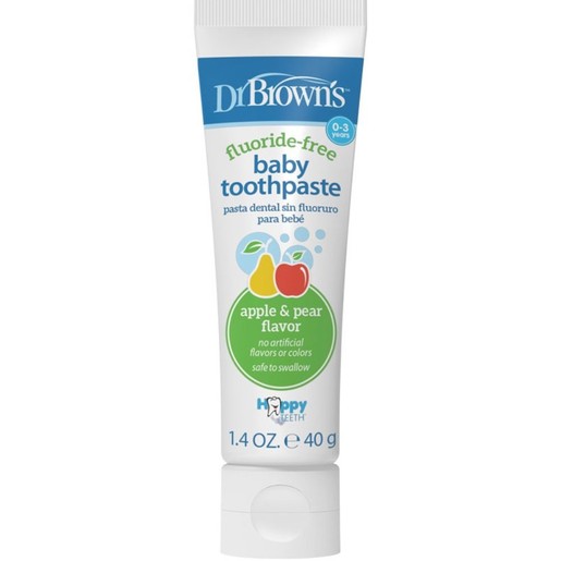 Dr.Browns Fluoride-Free Baby Toothpaste 40g, Μήλο - Αχλάδι