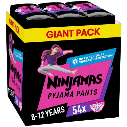 Ninjamas Pyjama Pants Girl 8-12 Years (27-43kg) Monthly Pack 54 Τεμάχια