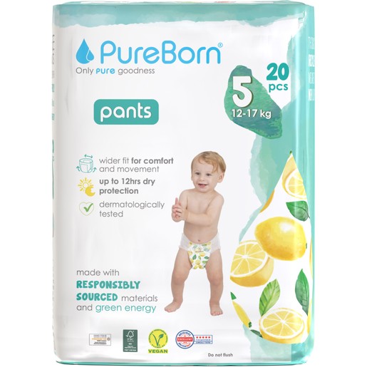 PureBorn Training Unisex Pants No5 (12-17kg) 20 Τεμάχια - Lemons