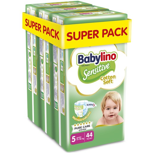 Σετ Babylino Sensitive Cotton Soft Junior Νο5 (11-16kg) 132 Τεμάχια (3x44 Τεμάχια)