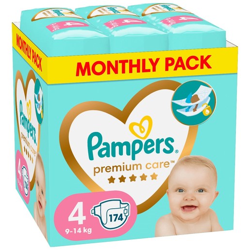 Pampers Premium Care Monthly Pack No4 (9-14kg) 174 πάνες