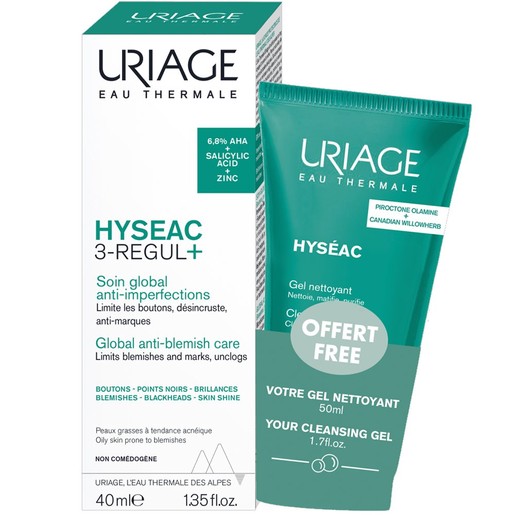 Uriage Promo Hyseac 3-Regul+ Anti-Blemish Global Care 40ml & Δώρο Anti-Blemish Cleansing Gel 50ml