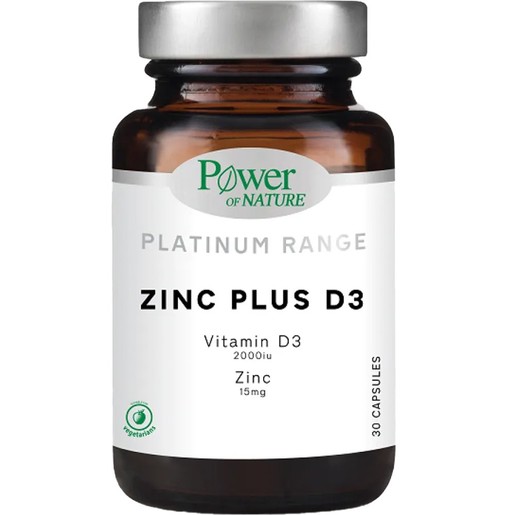 Power of Nature Platinum Range Zinc 15mg & Vitamin D3 2000iu 30caps