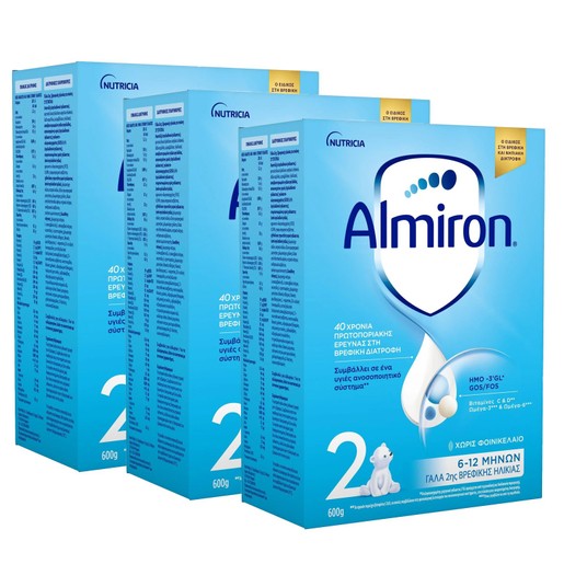 Σετ Nutricia Almiron 2 Γάλα 2ης Βρεφικής Ηλικίας από 6-12 μηνών 3x600gr