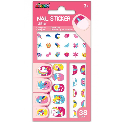 Avenir Nail Sticker Κωδ 60511, 38 Τεμάχια - Unicorn Glitter