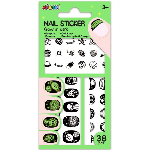 Avenir Nail Sticker Κωδ 60514, 38 Τεμάχια - Space Glow in the Dark Avenir Nail Sticker Κωδ 60514, 38 Τεμάχια - Space Glow in the Dark