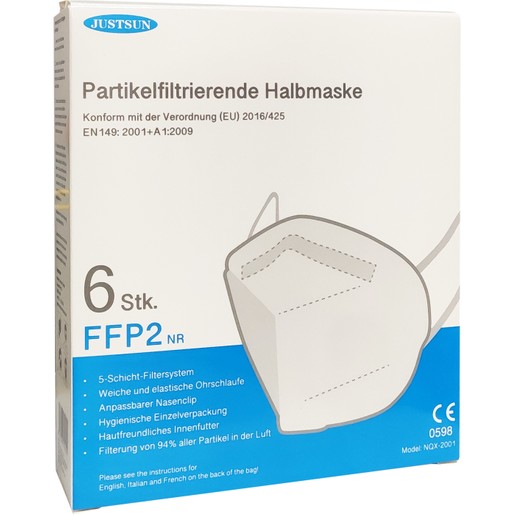Justsun Non Medical Mask FFP2 Μάσκα Προστασίας με Μεταλλικό Έλασμα μιας Χρήσης σε Άσπρο Χρώμα 6 Τεμάχια Justsun Non Medical Mask FFP2 Μάσκα Προστασίας με Μεταλλικό Έλασμα μιας Χρήσης σε Άσπρο Χρώμα 6 Τεμάχια
