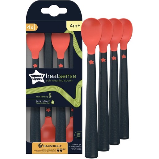Tommee Tippee Heatsense Bacshield Soft Weaning Spoon 4m+, 4 Τεμάχια