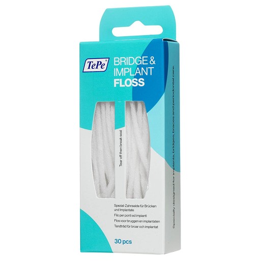 TePe Bridge & Implant Floss Οδοντικό Νήμα με Σπογγώδες Τμήμα, Κατάλληλο για Καθαρισμό των Εμφυτευμάτων & Γεφυρών 30 pcs TePe Bridge & Implant Floss Οδοντικό Νήμα με Σπογγώδες Τμήμα, Κατάλληλο για Καθαρισμό των Εμφυτευμάτων & Γεφυρών 30 pcs