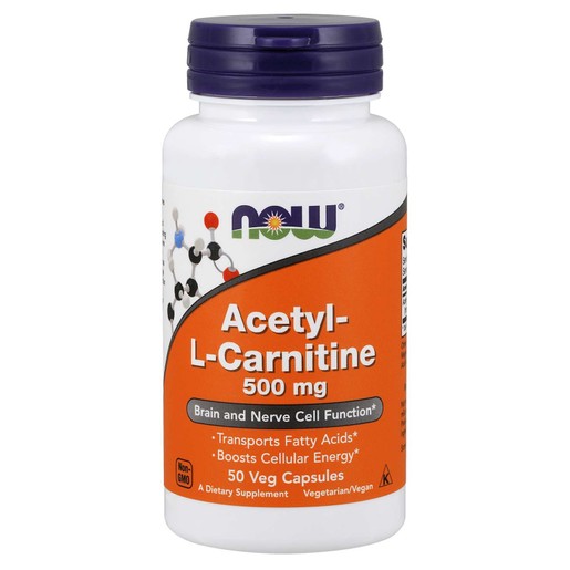 Now Foods Acetyl L-Carnitine 500mg Συμπλήρωμα Διατροφής που Διατηρεί την Σωστή Λειτουργία των Εγκεφαλικών Κυττάρων 50veg.caps
