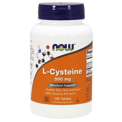 Now Foods L-Cysteine 500mg (With Vitamin Β-6 & C) Συμπλήρωμα Διατροφής L Κυστεΐνης για Υγιή Νύχια, Μαλλιά & Δέρμα 100Tablets