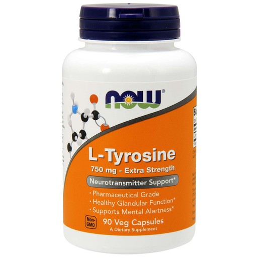 Now Foods L-Tyrosine 750mg (Free Form) Extra Strength Συμπλήρωμα Διατροφής για Ρύθμιση της Λειτουργίας του Θυρεοειδή 90Vegcaps