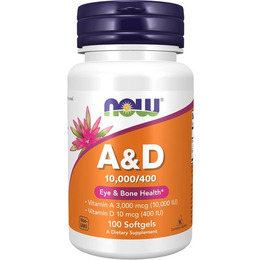 Now Foods Vitamin A 10.000 IU & D 400 IU 100 Softgels