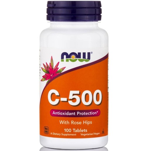 Now Foods Vitamin C-500 With Rose Hips για την Αποτελεσματική Λειτουργία του Ανοσοποιητικού Συστήματος 100tabs
