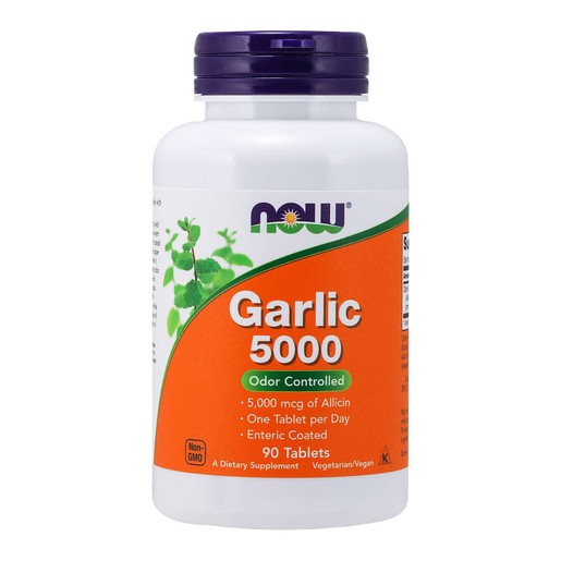 Now Foods Garlic 5000 Συμπλήρωμα Διατροφής Άοσμου Σκόρδου, Αντιμετώπιση της Χοληστερόλης & Υποστήριξη Καρδιαγγειακού 90tabs