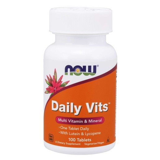 Now Foods Daily Vits Multi, Lycopene + Lutein (Vegan) Συμπλήρωμα Διατροφής, Προηγμένη Πολυβιταμίνη Υψηλής Απορρόφησης 100tabs