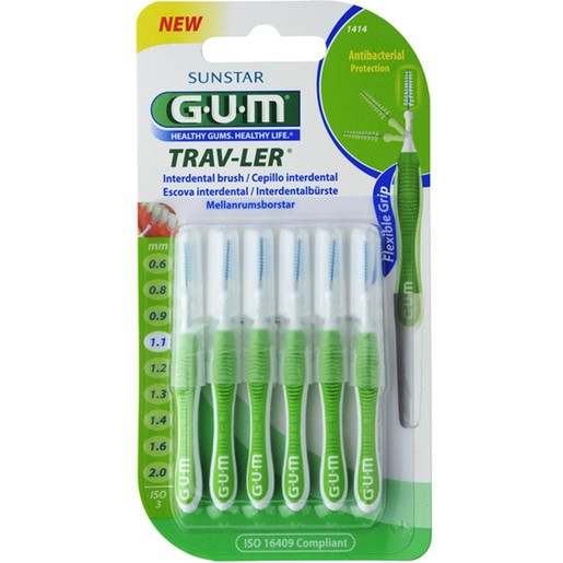 Gum Trav-Ler Interdental Brush 6 Τεμάχια - 1.1mm