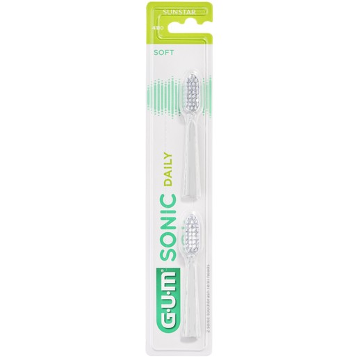 Gum Sonic Daily 4110 Soft Toothbrush Refills Heads 2 Τεμάχια - Άσπρο