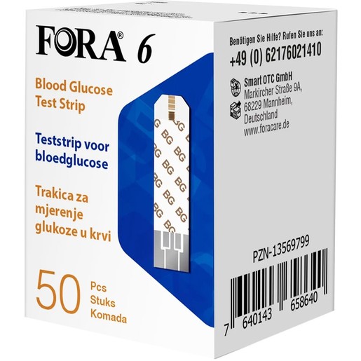 Fora 6 Blood Glucose Test Strips 50 Τεμάχια