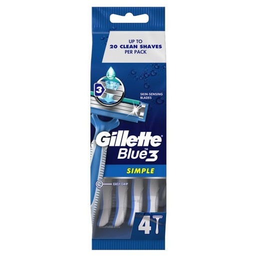 Gillette Blue Simple 3 Ξυραφάκια Μιας Χρήσης 4 τεμάχια Gillette Blue Simple 3 Ξυραφάκια Μιας Χρήσης 4 τεμάχια