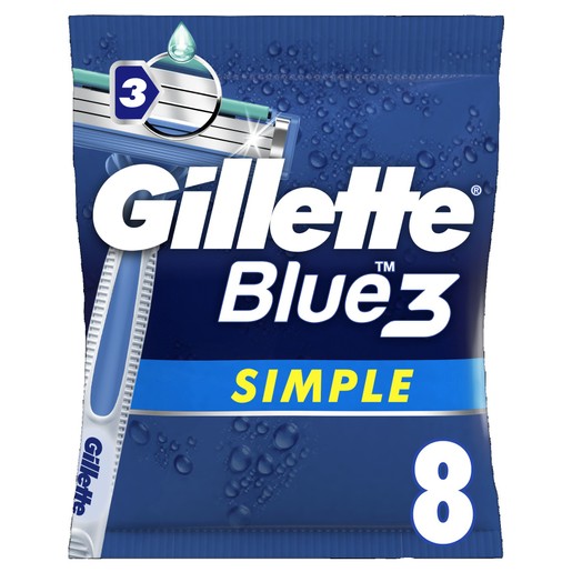 Gillette Blue3 Simple Disposable Razors 8 Τεμάχια