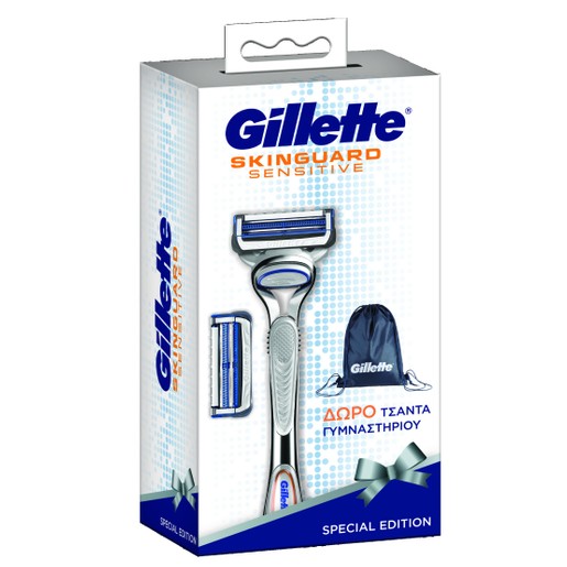 Gillette SkinGuard Sensitive Ξυριστική Μηχανή για Ευαίσθητη Επιδερμίδα 1 Μηχανή & 2 Ανταλλακτικά & Αθλητική Τσάντα Γυμναστηρίου Gillette SkinGuard Sensitive Ξυριστική Μηχανή για Ευαίσθητη Επιδερμίδα 1 Μηχανή & 2 Ανταλλακτικά & Αθλητική Τσάντα Γυμναστηρίου